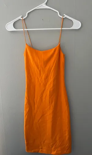 ZARA Orange Bodycon Dress • Size S thumbnail 1