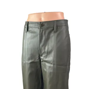 Madewell Women's Green Faux Vegan Leather High Waist Wide Leg Trousers Pants 26 thumbnail 3