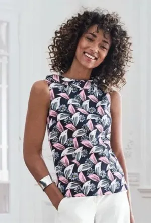 Boden Martha Sleeveless Lined Floral Top 8 Blue thumbnail 1