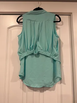 Maeve from anthropologie Sleeveless‎ Button-Down Blouse in Aqua sm nwt thumbnail 3