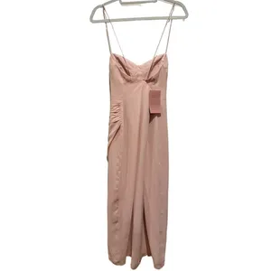 Anthropologie BHLDN CORSETED BABY PINK LONG RUCHE SIDE LINED MAXI CRISS CROSS DRESS 12 thumbnail 5