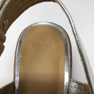 ASOS Silver Metallic Heel Sandals Block Heel Size 5 thumbnail 2