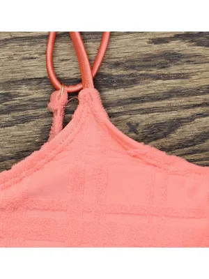 NWT Cotton On Thin-Strap Low-Scoop One Piece Swimsuit Pink Terry Jacquard M thumbnail 8