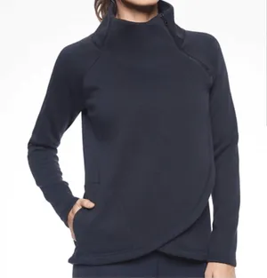 Athleta cozy Karma Asym black pullover thumbnail 1