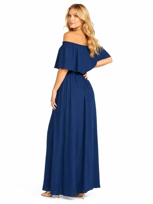 Show Me Your Mumu Hacienda Maxi Wedding Formal Dress, Rich Navy Crisp Bridesmaid thumbnail 4