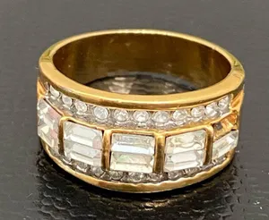 Vintage Unsigned Gold-tone Clear CZ Stones Fashion Row Ring Size 8 thumbnail 6