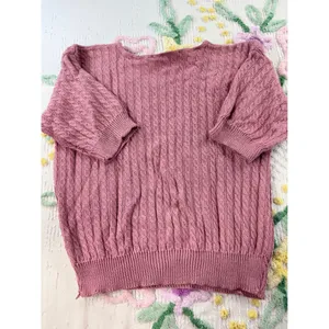 Peggy's vtg Pink Cable Knit Short Sleeve Sweater Top Size‎ S thumbnail 8