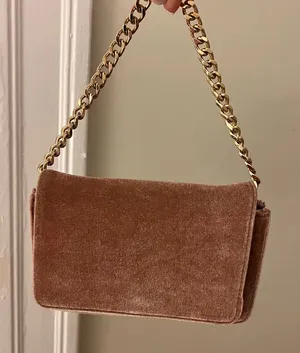 Anthropologie Velvet Mini Bag with Gold Chain thumbnail 1