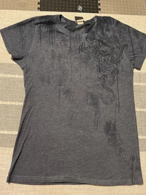 Harley Davidson Womens‎ Graphic T Shirt V Neck Short Sleeve Dark Gray XL thumbnail 1