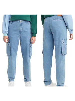 Levis Jeans Women‎ 26 Blue Denim Premium Cool Eco Performance Cargo NWT Retro thumbnail 2