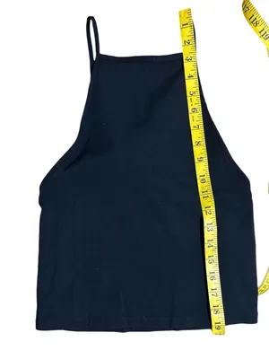 ZARA Black High Neck Spaghetti Strap Cami Top Minimalist Basic Tank Crop Top NWOT M thumbnail 6