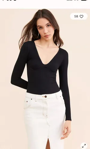 Meg Seamless Free People Bodysuit Long Sleeve V-Neck thumbnail 1