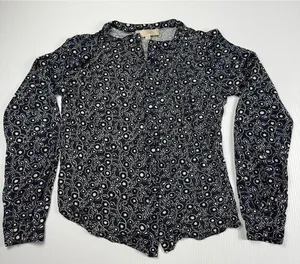 LOFT Floral Print Blouse Long Sleeve Button Down Career Top‎ Medium thumbnail 1