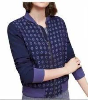 ANTHROPOLOGIE Amadi Eyelet Zippered Light Bomber‎ Jacket Sz Small thumbnail 1