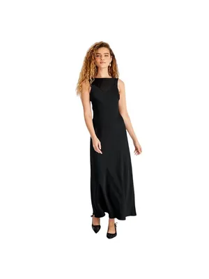 Future Collective Womens Sleeveless Mixed Media Ankle Slip Dress Black XS thumbnail 7