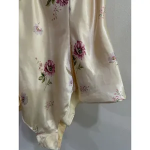 Vintage Victorias Secret Floral Satin Lace Bodysuit Cream Pink Medium thumbnail 5
