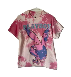 PLAYBOY Pink and Blue Graphic Tee thumbnail 1
