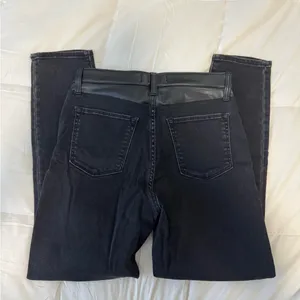 Abercrombie & Fitch Black Ankle High Rise Leather and Denim Jean thumbnail 5