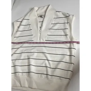 Rae Mode Matching Set Womens S Striped Half Zip Pullover Skort Shorts White thumbnail 9