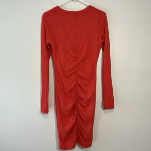 Sundry Anthropologie NWT Ruched V-Neck Long Sleeve Mini Dress in Red Size‎ Small thumbnail 4