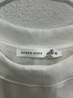 Altar'd State White Crewneck Sweater with Blue Star Motifs thumbnail 4