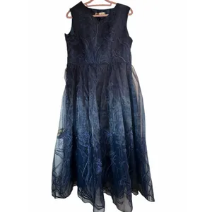 STYLEWE HZY Navy Blue Organza with Emroidered Floral Detail Dress thumbnail 15
