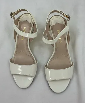 Prada Cream Patent Leather Ankle-Strap Heels B51 thumbnail 1