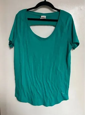 PINK By Victoria’s Secret Teal Open Back T-Shirt Woman’s Size Small FLAWED-MARKS thumbnail 1