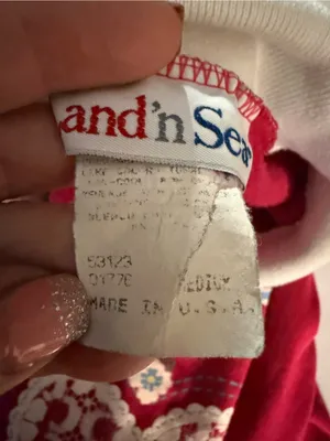 Vintage Land’n Sea Collared Hearts Hot Pink Medium Sweatshirt Bow Floral Print thumbnail 5