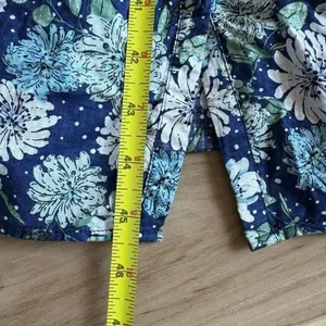 Paul & Joe x Uniqlo Navy Blue Floral Button-Down Puff Sleeve Tiered Dress thumbnail 10