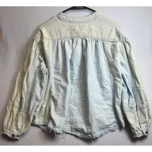 Free People We The Free Denim Button Down Top Light Wash Blue XS thumbnail 5