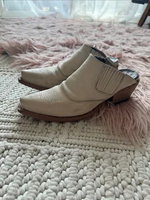 Freebird by Steven Cream Leather Western Slip-On Mules thumbnail 4
