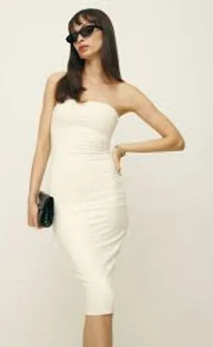 REFORMATION Etta Midi Dress SUSTAINABLE BRAND Fior di Latte COMFY STRETCH Medium thumbnail 1