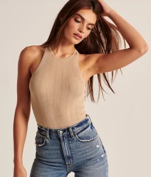 Abercrombie & Fitch Scuba Sweater Knit Bodysuit Top thumbnail 1