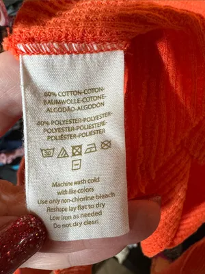 Free People We The Free Bright Orange Waffle Knit Thermal Pullover Top Sz Small thumbnail 5