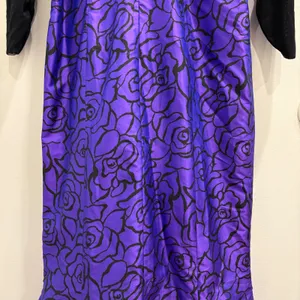 Marisa Baratelli Black Purple Floral Ruched Surplice‎ Mermaid Evening Gown 10 thumbnail 4