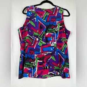 Colorful Geometric Women's Tank Top‎ Blue Size L thumbnail 3