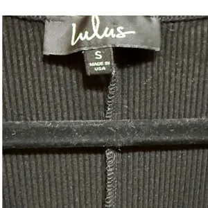 Lulus Black Ribbed‎ Notched Scoop Neck Bodycon Mini Dress Small thumbnail 3