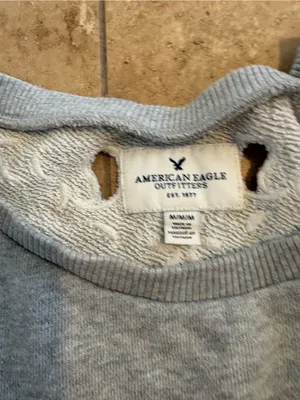 American Eagle Outfitters Light Gray Embellished Shoulder Sweatshirt thumbnail 2
