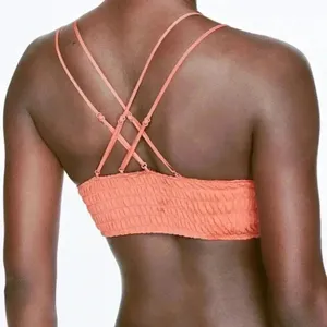 🆕Pink Smocked Triangle Coral Bralette L🆕 thumbnail 2