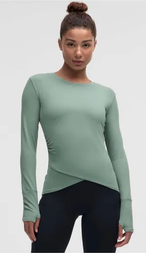 Lululemon Women's Rulu Gathered-Waist Longsleeve Running Top Size Small Athletic thumbnail 1