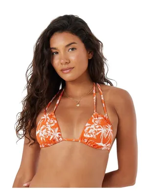 NWT Roxy Double Strap Triangle Bikini Top 434002092 Red Orange Palm M thumbnail 1