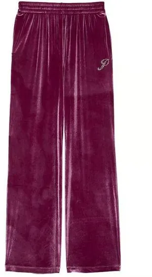 NWT VICTORIA'S SECRET PINK Velour Shine Logo Wide-Leg Pants Size M thumbnail 1