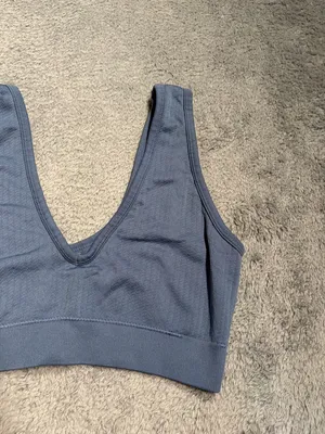 Aerie V-Neck textured Bralette Blue medium thumbnail 3
