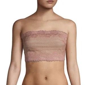Free People Bandeau Lace Bralette NWT in Vintage Rose Pink, Size Medium thumbnail 1