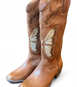 Coconuts by Matisse Monarch Butterfly Western Cowboy Boots Brown Size 6M thumbnail 1