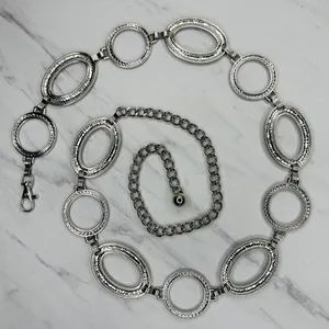 Chunky Studded Silver Tone Chain Belt One Size (OS) ✨ thumbnail 2