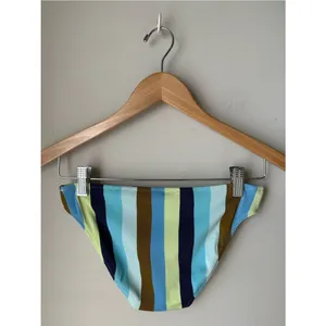 Aerie Ribbed Stripe Bikini Bottoms Small Blue Green Multicolor Swim Bottom thumbnail 2