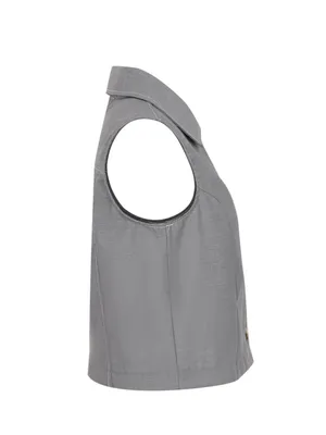 Rivir Sleeveless Button Front Crop Top – Gray Large thumbnail 3