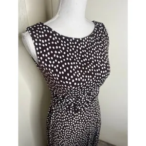 Perceptions Petite Brown & White Polka Dot Sleeveless Midi Dress - Size 4P thumbnail 3